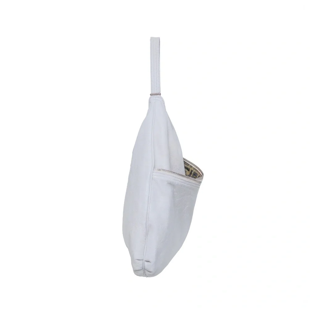 Vintage Fendi White Leather Hobo Shoulder Bag‎
